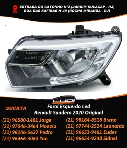 Farol Esquerdo Led Renault Sandero 2020 Original
