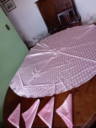 Jogo de toalha de mesa e guardanapos cetim