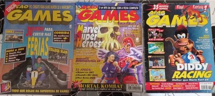 Revistas Ação Games - Edição Especial 104, Edição 120 e Edição 121.