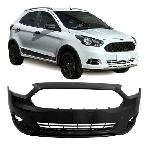 Parachoque Dianteiro Ford Ka 2015 a 2018 - Preto Liso - Furo Farol Auxiliar