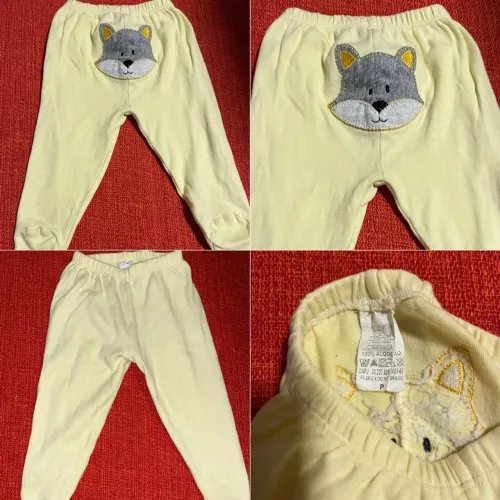 Calça Bebê Amarela com Raposinha no Bumbum - Tamanho P