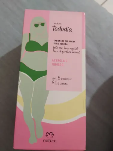 Sabonete em Barra Puro Vegetal Natura Tododia Acerola e Hibisco - 5 unidades