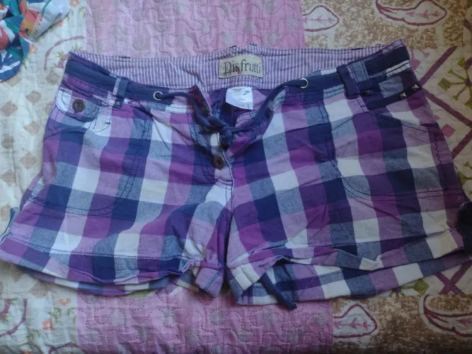 Short tamanho 42 xadrez roxo