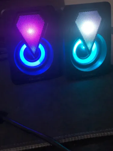 Caixa de som Pc Gamer Com Luz RGB Estéreo 2.0 Para Computador Notebook