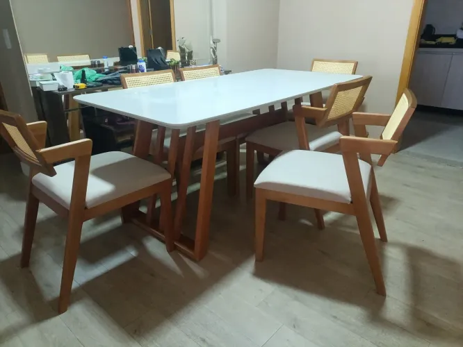 Mesa de Jantar com Cadeiras Estilo Moderno 180x90