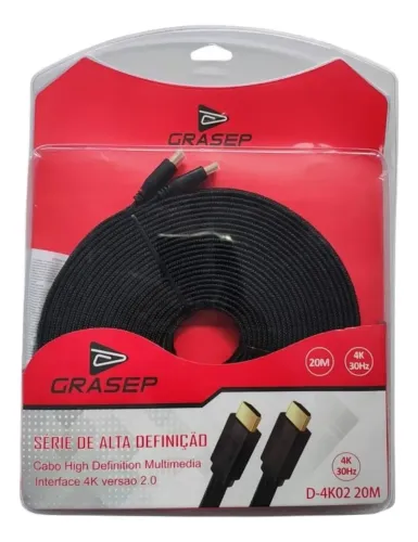 Cabo Hdmi 20 Metros Alta Definição 4k Versão 2.0 Grasep - Loja Coimbra Entregamos
