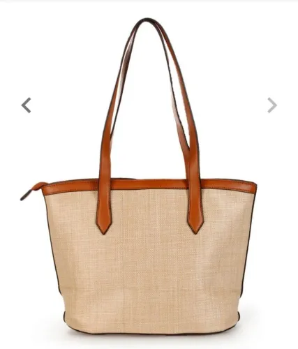 Bolsa Ombro Gash Rustic Straw Marrom e Bege - Feminino