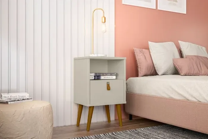 Mesa de Cabeceira Búzios Off White. Pronta Entrega.