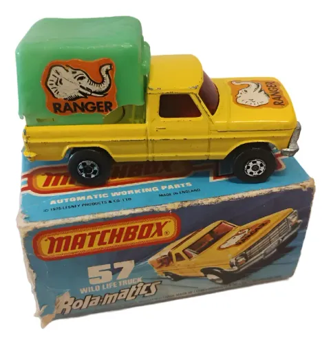 Matchbox Metal Rolamatics Wild Life Truck 1973 No 57 - Amarelo (Usado)