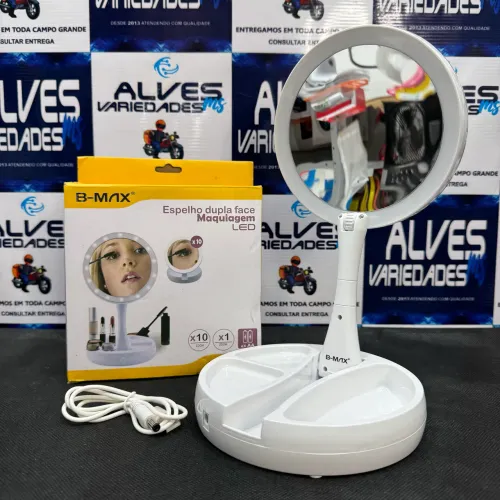 Espelho Dupla Face Com Led Para Maquiagem Zoom