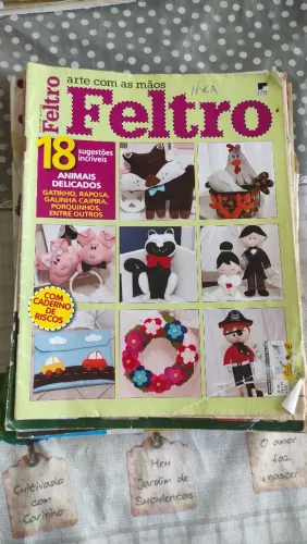 Revistas de artesanato feltro, telas, meia de seda 17 unidades