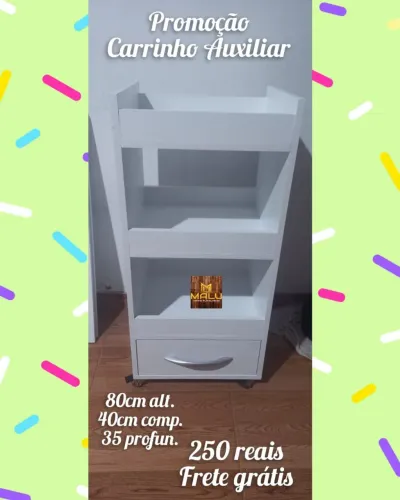 Carrinho Auxiliar Branco em Promoção