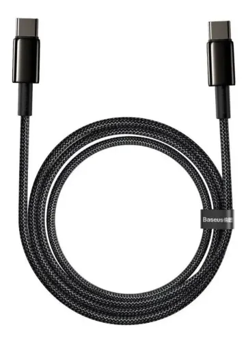 Cabo Tipo C Para Tipo C Baseus Tungsten Gold 100w 1m Preto