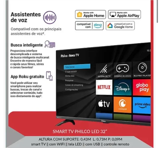 Smart TV Philco LED 32" - Roku Integrado