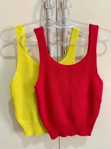 (TAM: P-M) BLUSA ALÇA REGATA TRICOT (NOVA!) 