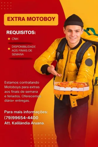 Vaga para extras Motoboys