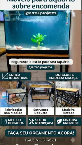 Mesa estilo industrial para aquário faça um orçamento sem compromisso