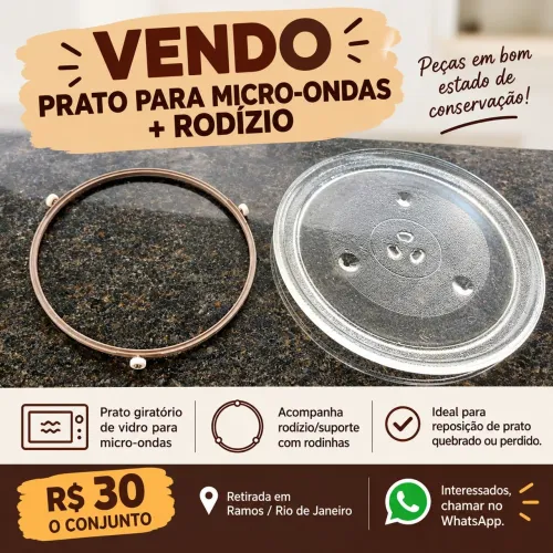 VENDO PRATO PARA MICRO-ONDAS + RODÍZIO