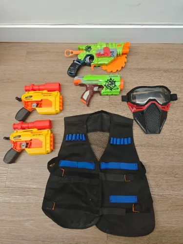 Kit Nerf Completo - Blasters + Máscara + Colete