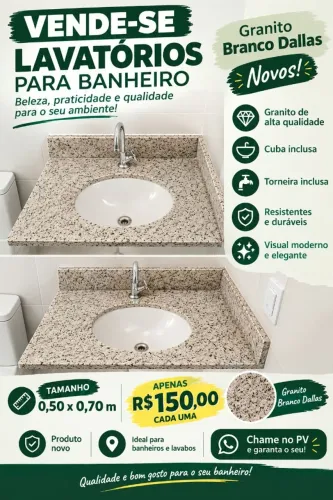Lavatorios para Banheiro em granito branco Dallas