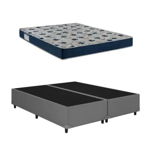 CAMA BIPARTIDA CORINO CINZA ALTO NÍVEL + COLCHÃO ISO 60 D28 ORTOBOM