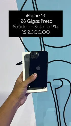iPhone 13 / 128GB / Saúde de Bateria: 91% / Original / Preto / $2.300,00