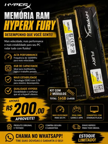 Memória ram DDR3 8gb 4 unidades