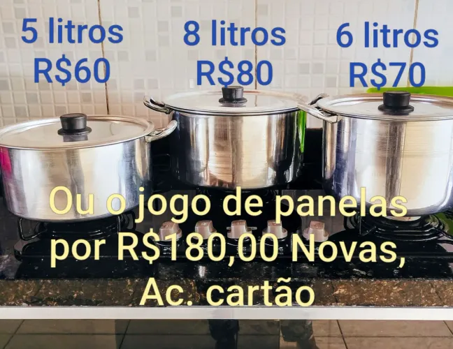 Vendo 3 panelas novas por 190,00 reais