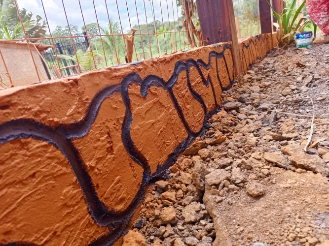 Trabalhando com cadeirinha efeito pedra pedras naturais efeito ferrugem pintura lisa