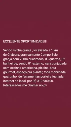 GRANJEAMENTO CAMPO BELO CHÁCARA