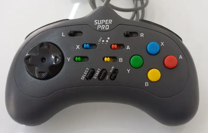 CONTROLE SUPER PRO TURBO SUPER NINTENDO ÓTIMO ESTADO TUDO FUNCIONANDO INCLUSIVE O TURBO 