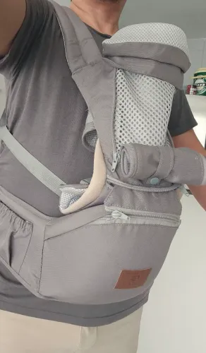 Canguru Ergonômico Multifuncional 3 em 1 com Assento - Cinza - Excelente Estado