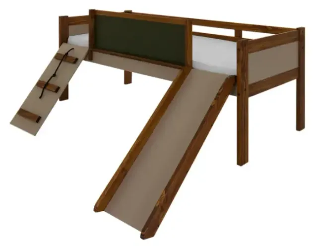 CAMA DE SOLTEIRO COM ESCORREGADOR E ESCALADA 78 CM GARATUJA
