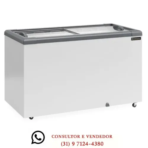 Freezer Horizontal Tampa de Vidro 395L Gelopar