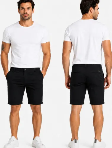 Kit Camisa Básica e Bermuda Sarja Preta 