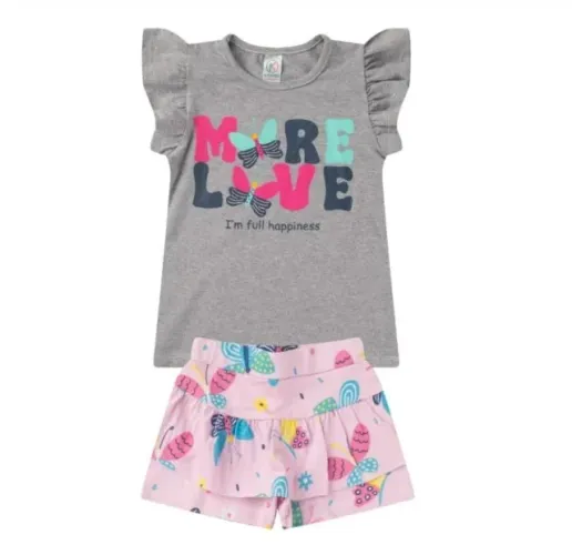 Conjunto Infantil Verão Menina Babado Tam 12