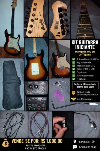 Vendo kit completo de guitarra para iniciantes - R$ 1.000.