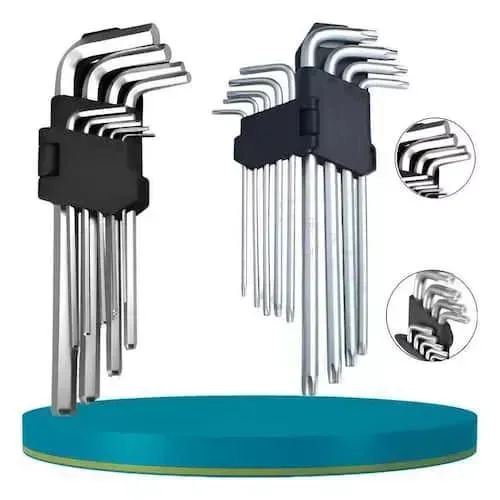 Kit Jogo de Chave Torx + Jogo Allen Media Kit com 18 Peças Torque e Allen T10 até T50