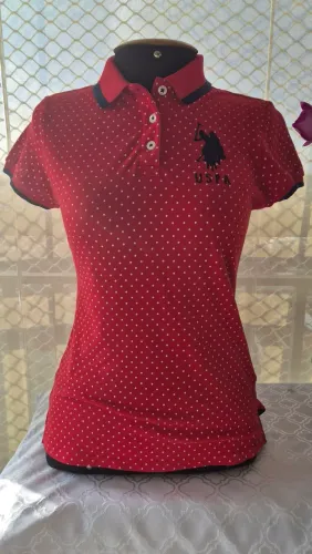 camisa polo us polo assn poá vermelha m