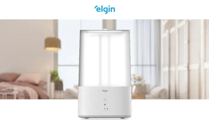 Umidificador De Ar Digital Touch 4 Litros Elgin Cromoterapia Cor Branco 110/220