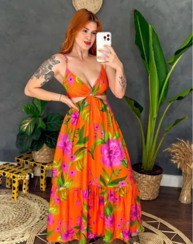 Vestido Cropped Estampado Farm Tamanho GG