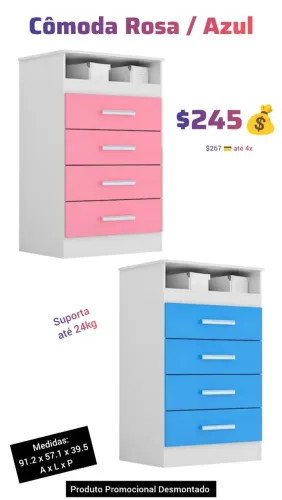 Cômoda azul rosa Super PrOmO
