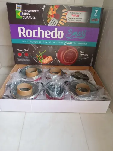 Conjunto de Panelas Rochedo 7 pcs Smarte vermelha (nova sem uso)