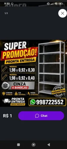 Estante de ferro cinza 6 bandejas novas pronta entrega
