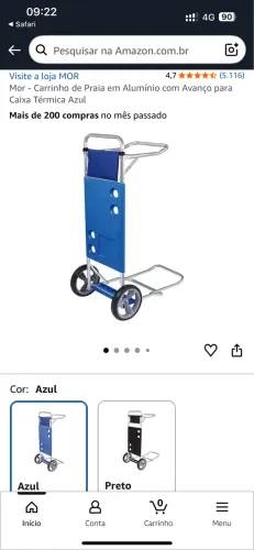 Carrinho de praia com avanço para caixa térmica