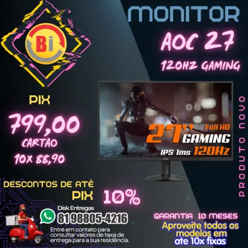 Monitor Aoc 27" 120Hz 1ms Gaming Ips Adaptive-Sync 27B30H3