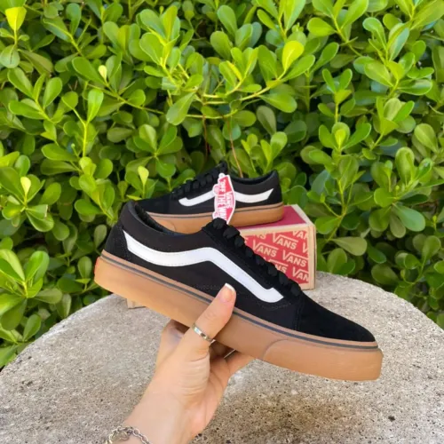 Tênis preto e marrom masculino unissex casual skatista sneakers