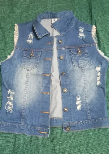 Colete jeans feminino