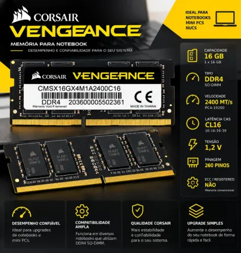 Memória Ram 16GB DDR4 Notebook