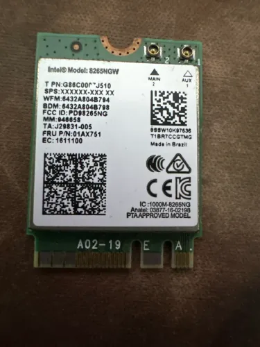 Placa Wi-Fi Intel 8265ngw